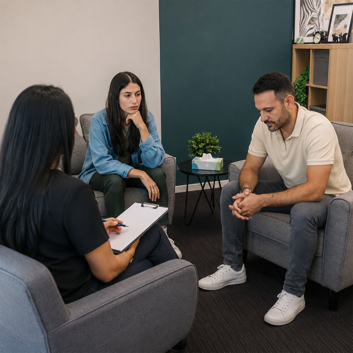 in a counselling session image, counselling services, thryve
